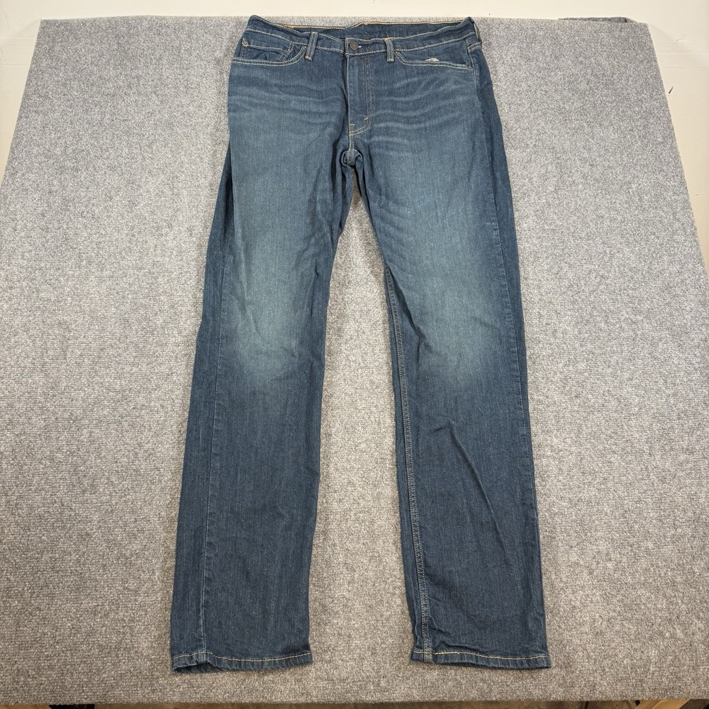 Levi's 514 Jeans Mens 36x34 (Fits 34x34) Blue Slim Straight Stretch Dark‎ Wash